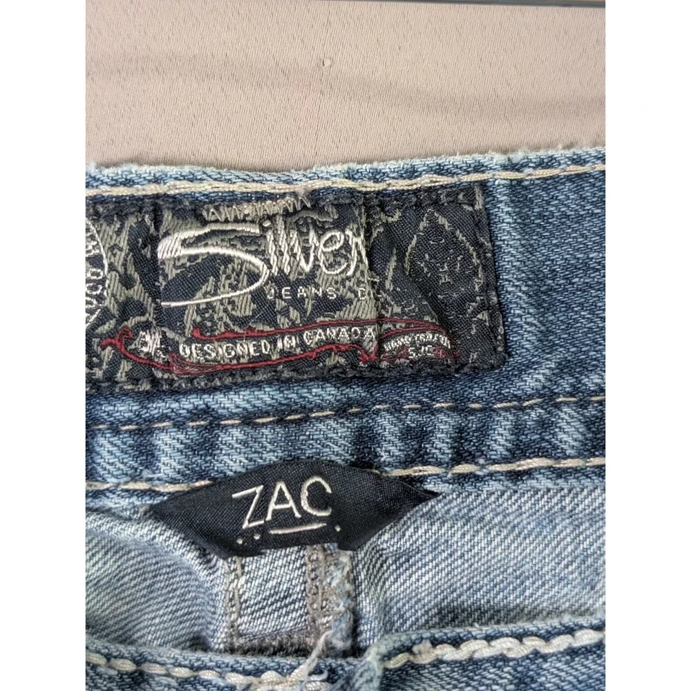 Silver Jeans Zac Mens 34x32 Light Wash Relaxed Fit Distressed Western‎
